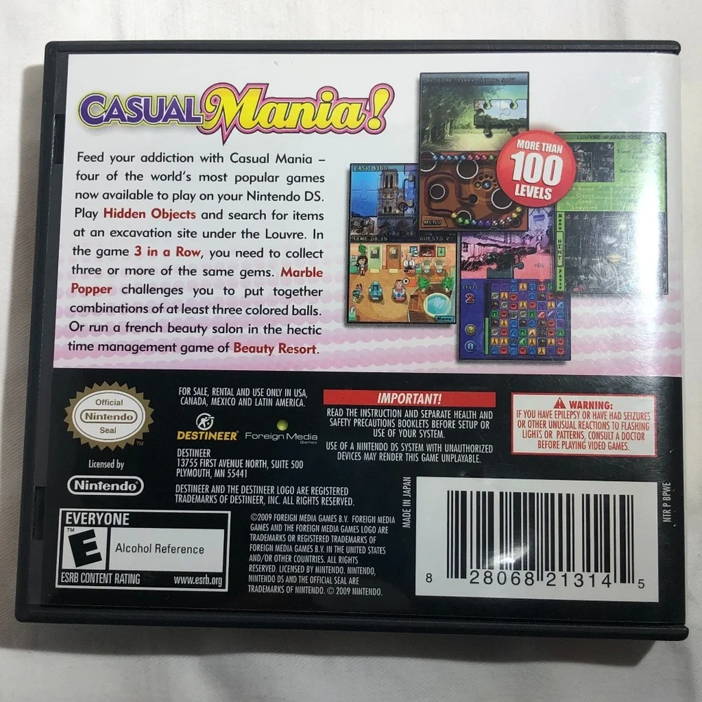 NINTENDO DS CASUAL MANIA GAME 4 GAMES IN 1